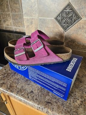 Birkenstock Arizona Suede Sandal — Magenta